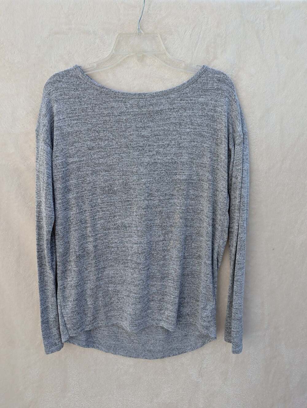 Gap Marled Grey Pleat Back Long Sleeve Top